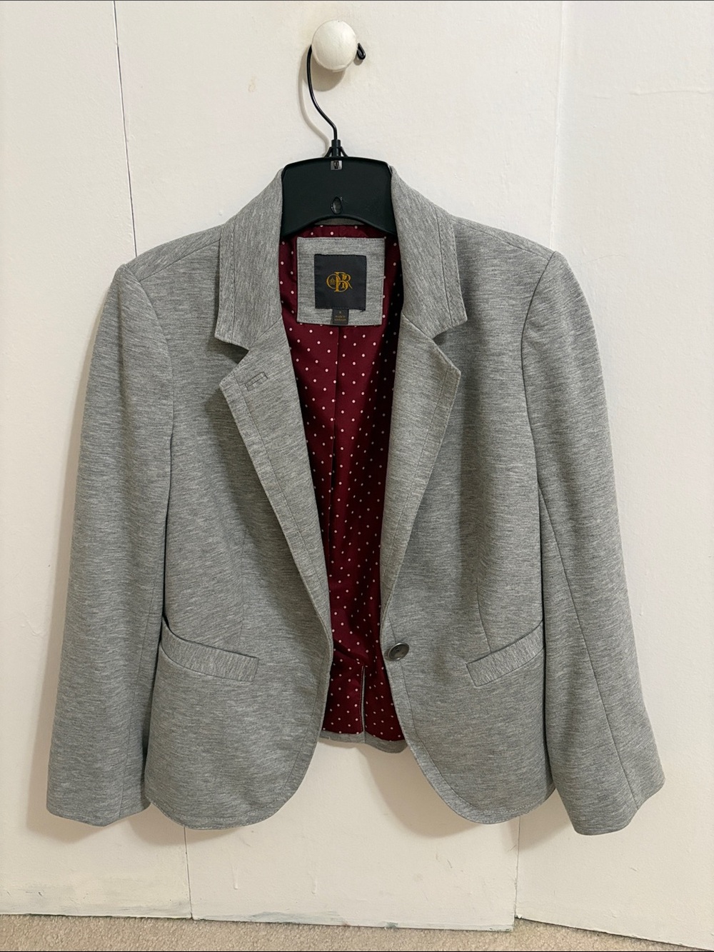 Gray Women’s Blazer Jacket with Burgundy Lining (The Limited Outback Red)